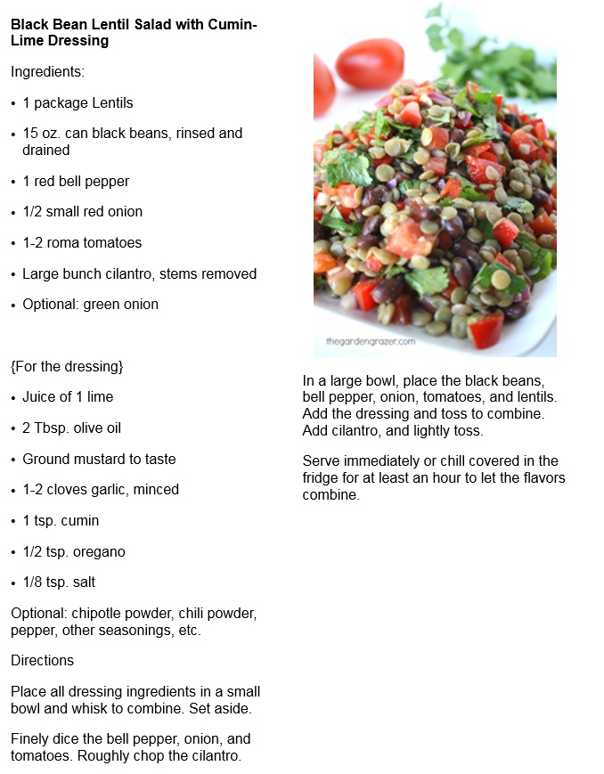 Black Bean Lentil Salad with Cumin-Lime Dressing Recipe