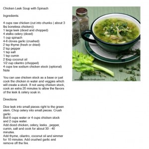 Chicken Leek Soup with Spinach