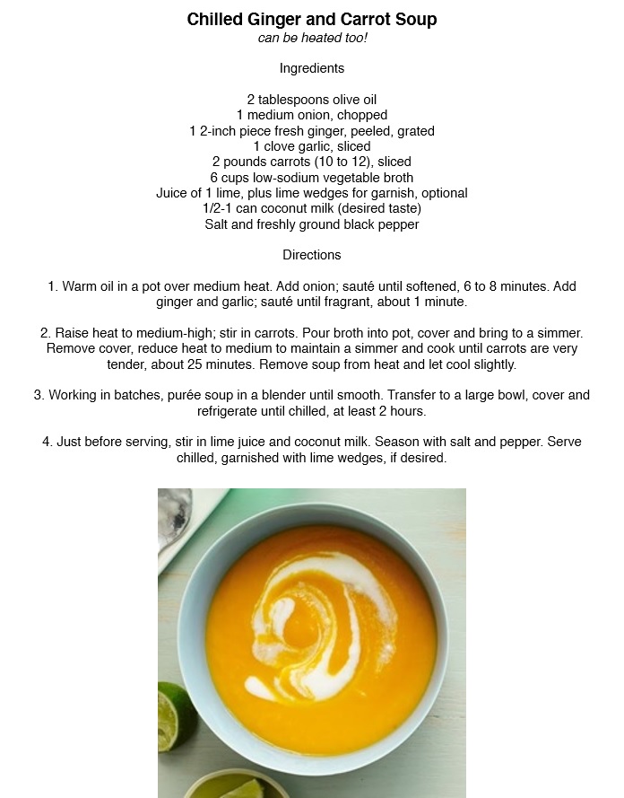 Chilled Ginger and Carrot Soup Recipe