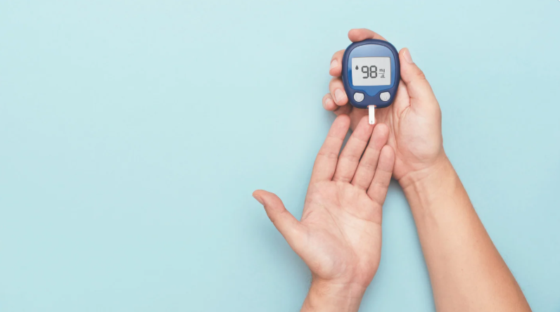 Person taking A1c Blood Glucose test
